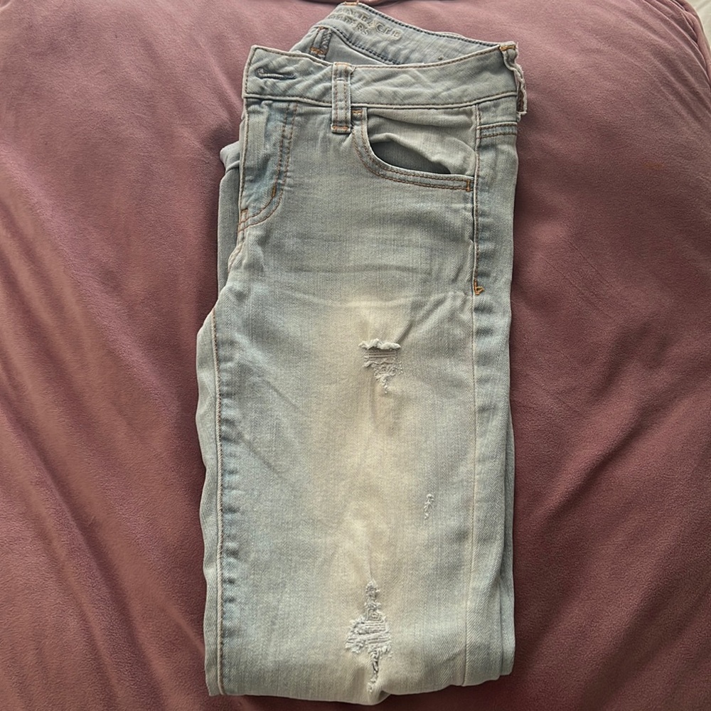 Light Wash Low Rise Ripped Skinny Jeans